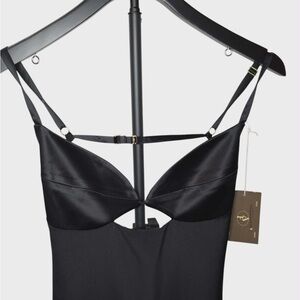 Artless Forever Black Satin Slip Dress